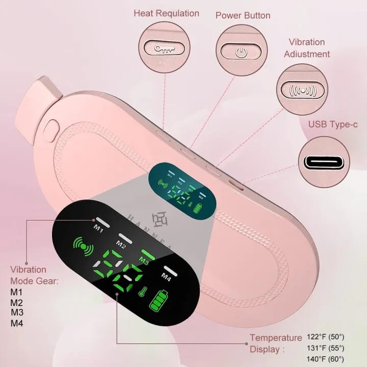 Portable Electric Heating Pad for Women – Fast Heating Waist & Menstrual Pain Relief Belt | Rechargeable Heating Massager
