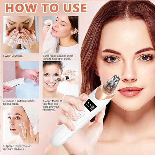Rechargeable Electric Blackhead Remover & Pore Vacuum Cleaner for Deep Facial Cleansing