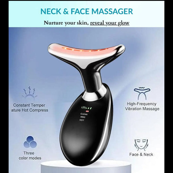 Smart Electric Facial and Neck Massager with Heat Therapy – Portable Cordless Deep Tissue Pain Relief for Neck & Shoulders