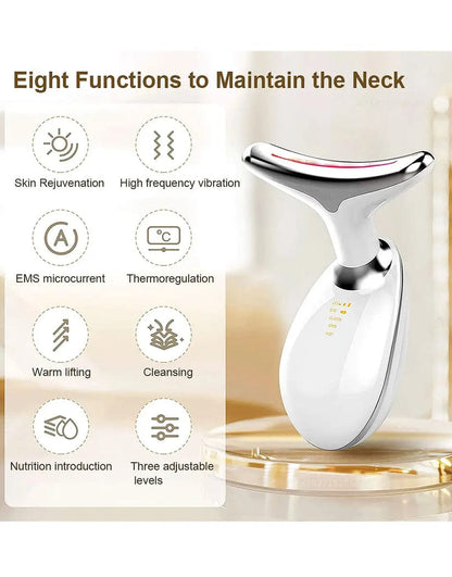Smart Electric Facial and Neck Massager with Heat Therapy – Portable Cordless Deep Tissue Pain Relief for Neck & Shoulders