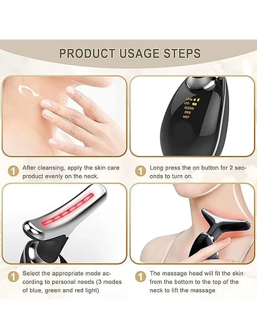 Smart Electric Facial and Neck Massager with Heat Therapy – Portable Cordless Deep Tissue Pain Relief for Neck & Shoulders