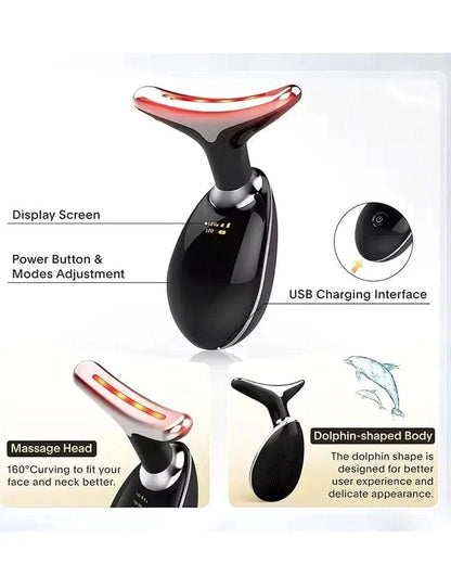 Smart Electric Facial and Neck Massager with Heat Therapy – Portable Cordless Deep Tissue Pain Relief for Neck & Shoulders