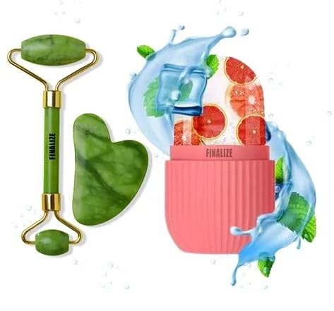 2-in-1 Ice & Jade Facial Roller – Face Massager for Skin Tightening, Puffiness Relief & Glowing Skin